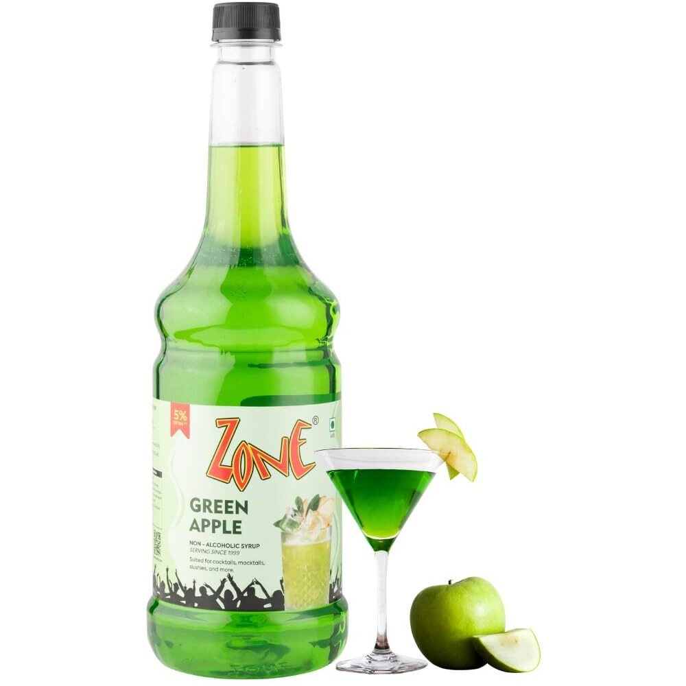 Zone Green Apple Syrup 1050ml | Green Apple Flavor for Mocktails, Cocktails, Lemonades, Iced Teas & More | 35+ Flavours