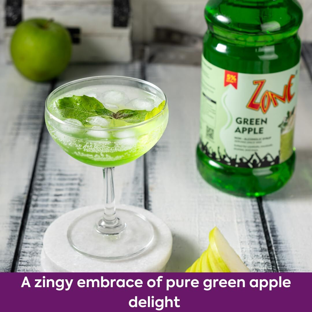 Zone Green Apple Syrup 1050ml | Green Apple Flavor for Mocktails, Cocktails, Lemonades, Iced Teas & More | 35+ Flavours
