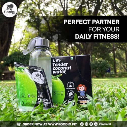 Foodio.fit Tender Coconut Powder Mix - 30 Pack | Coconut Water Powder | Nariyal Pani | Extract from Real Tender Coconuts | Energy Drink - Makes 6L of Coconut Water