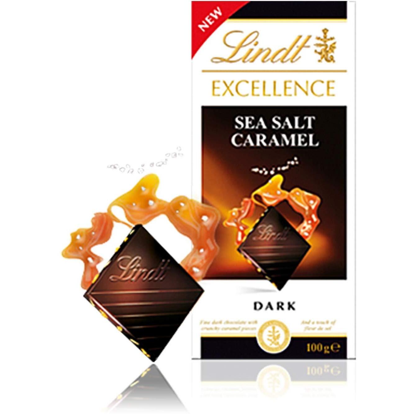 Lindt Excellence Bar Dark Caramel & Sea, 100 Gram
