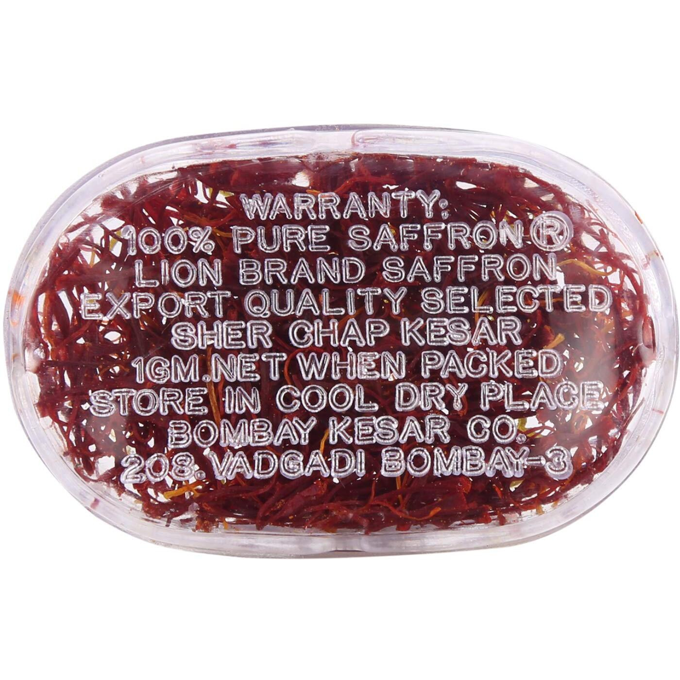 Lion 100% Pure Saffron - 1 Gm Kashmir Certified Grade A (Flat Shipping)