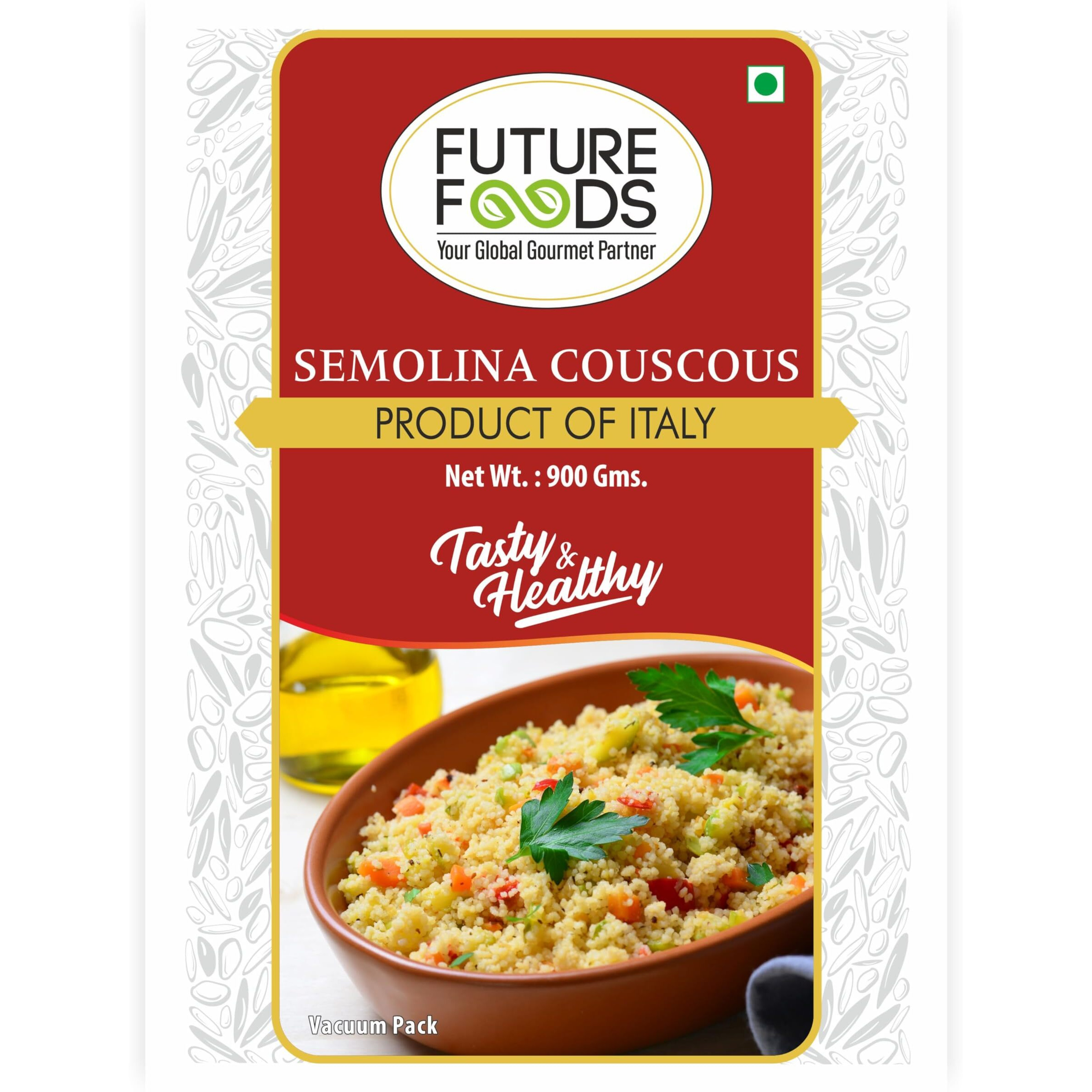 Future Foods Semolina Couscous | Mild and Neutral Taste | Light and Fluffy Texture | Good Fiber Source | With Multiple Health Benefits | Helps Lower Cholesterol | 900g