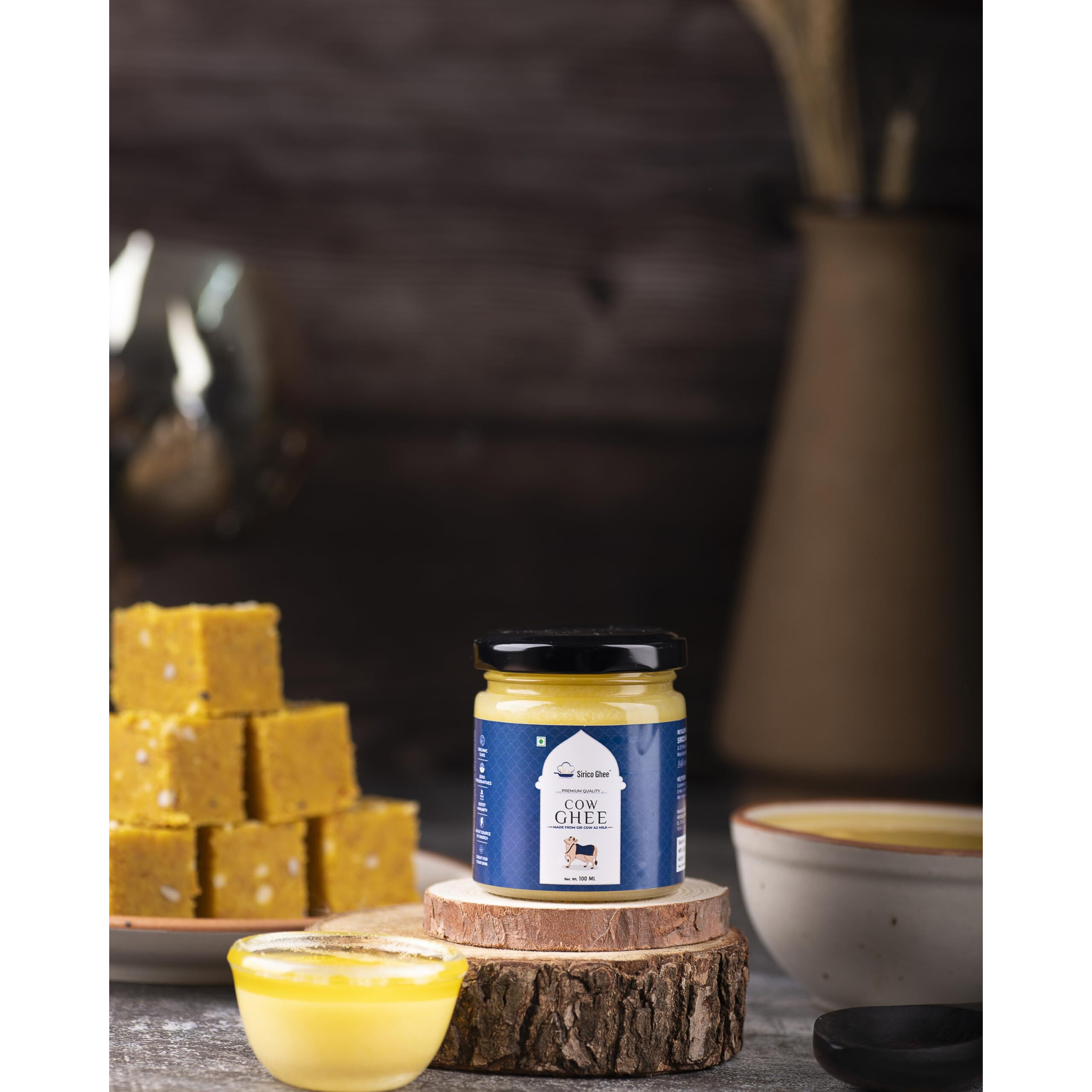 SIRICO GHEE Authentic A2 Desi Cow Ghee | Pure, Bilona, Gir Cow Ghee - Nutritious, and Delicious | Bilona cow ghee A2 | Desi ghee. (500 ML)