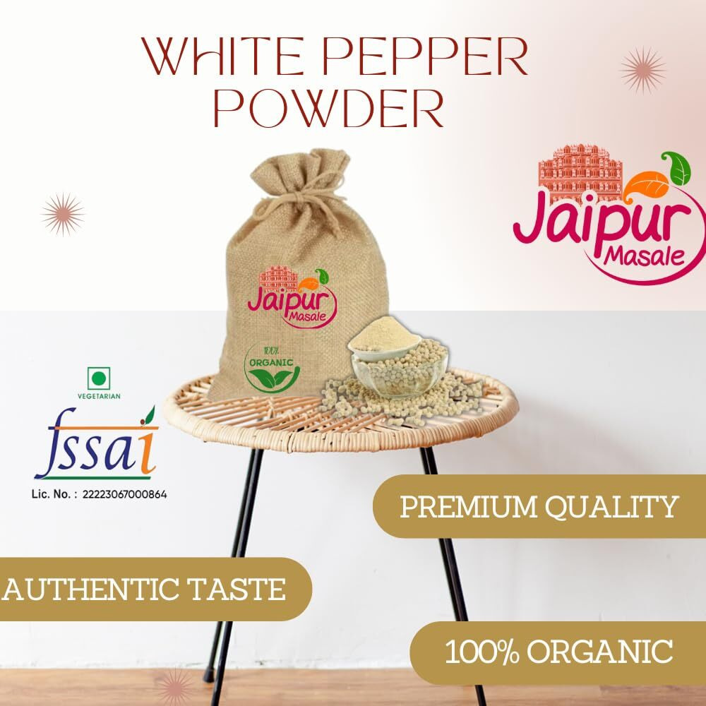 SHAAN-E JAIPUR White Pepper Powder - Add Depth & Warmth to Your Recipes 200 gm