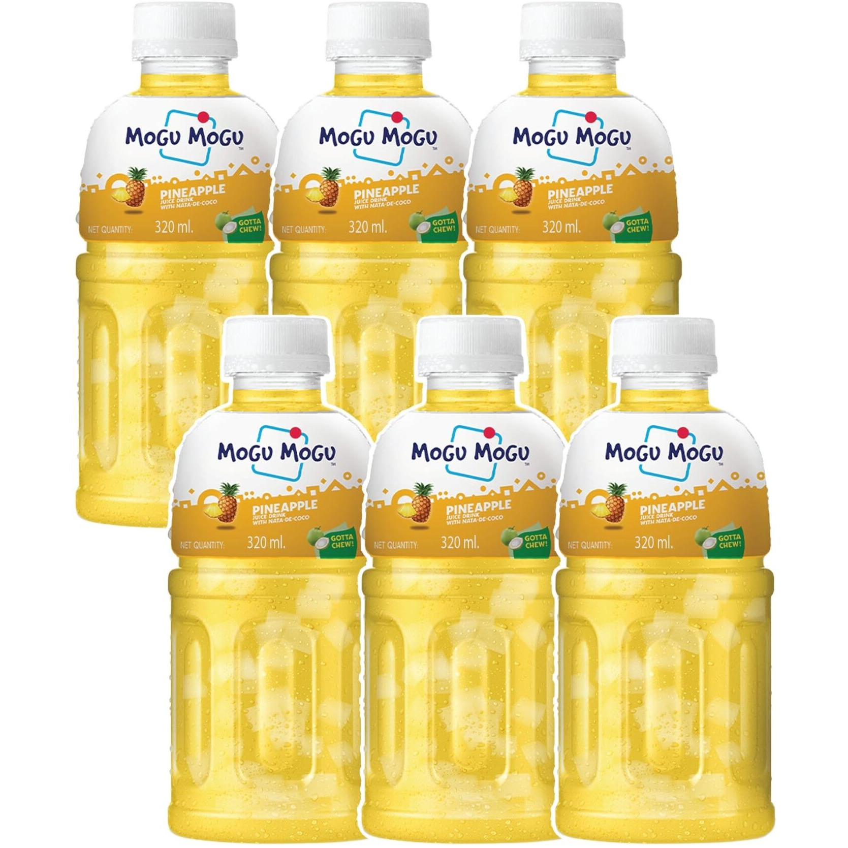 Mogu Mogu Pineapple Juice 25% with NATA De Coco (Pack of 6)