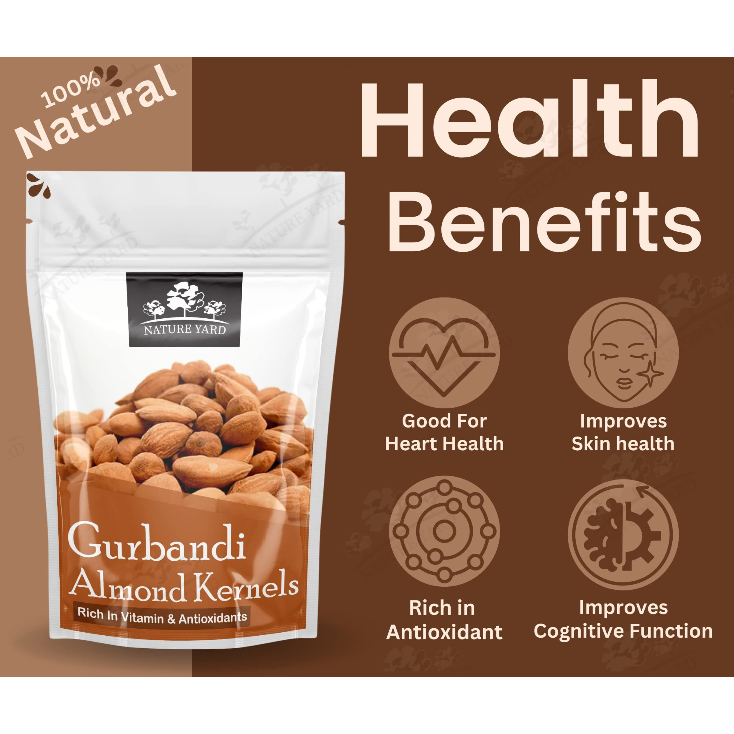 NATURE YARD Orignal Afghan Gurbandi Whole Almond/Badam Giri Rich In Oil 100 G - 100% Pure & Natural - 100Gm