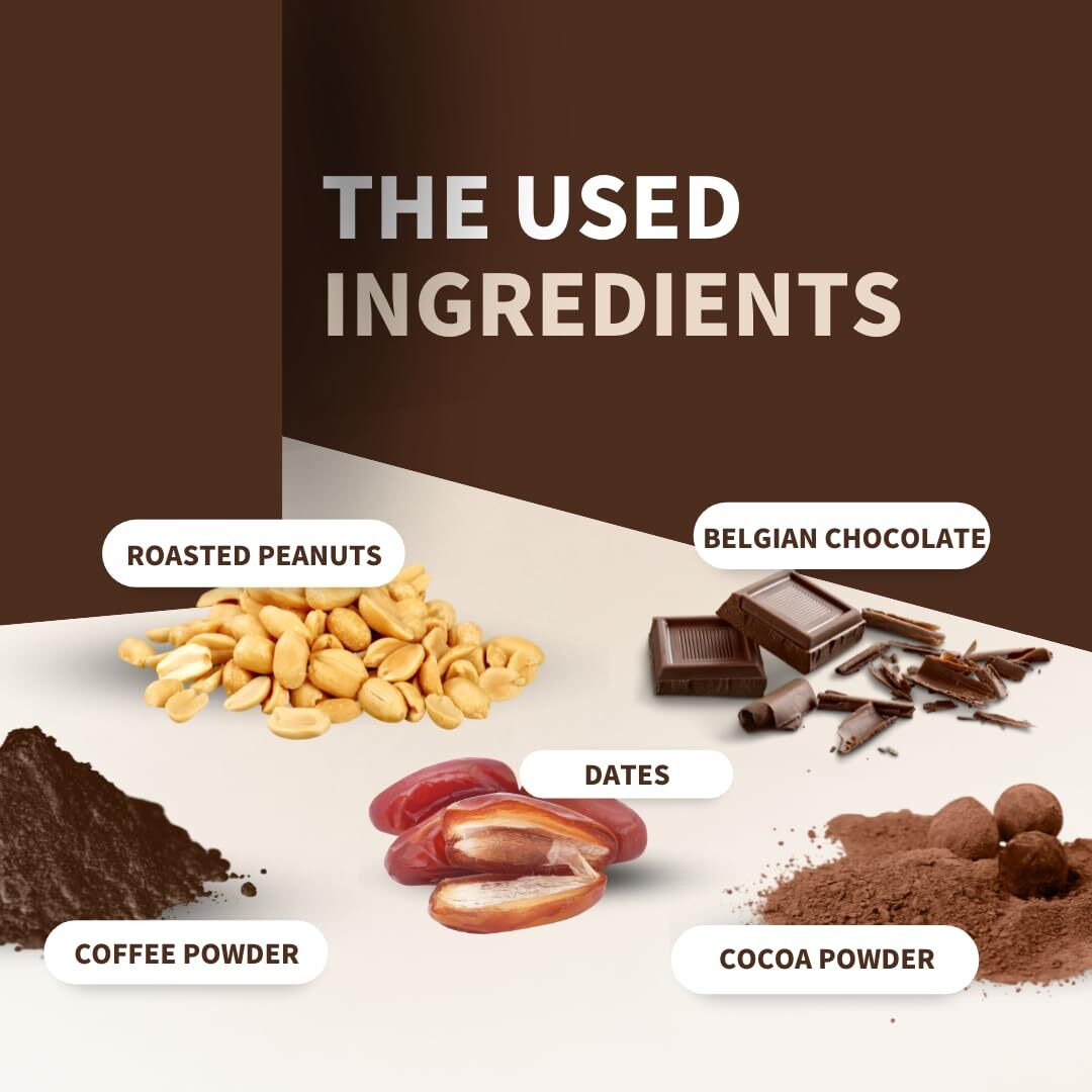 FitFeast Belgian Chocolate Peanut Butter|Hint Of Coffee|Intense Dark Chocolate Taste|No Trans Fats|No Cholesterol|Sweetened With Dates|Antioxidant-Rich (Single Pack) - 400 Gram