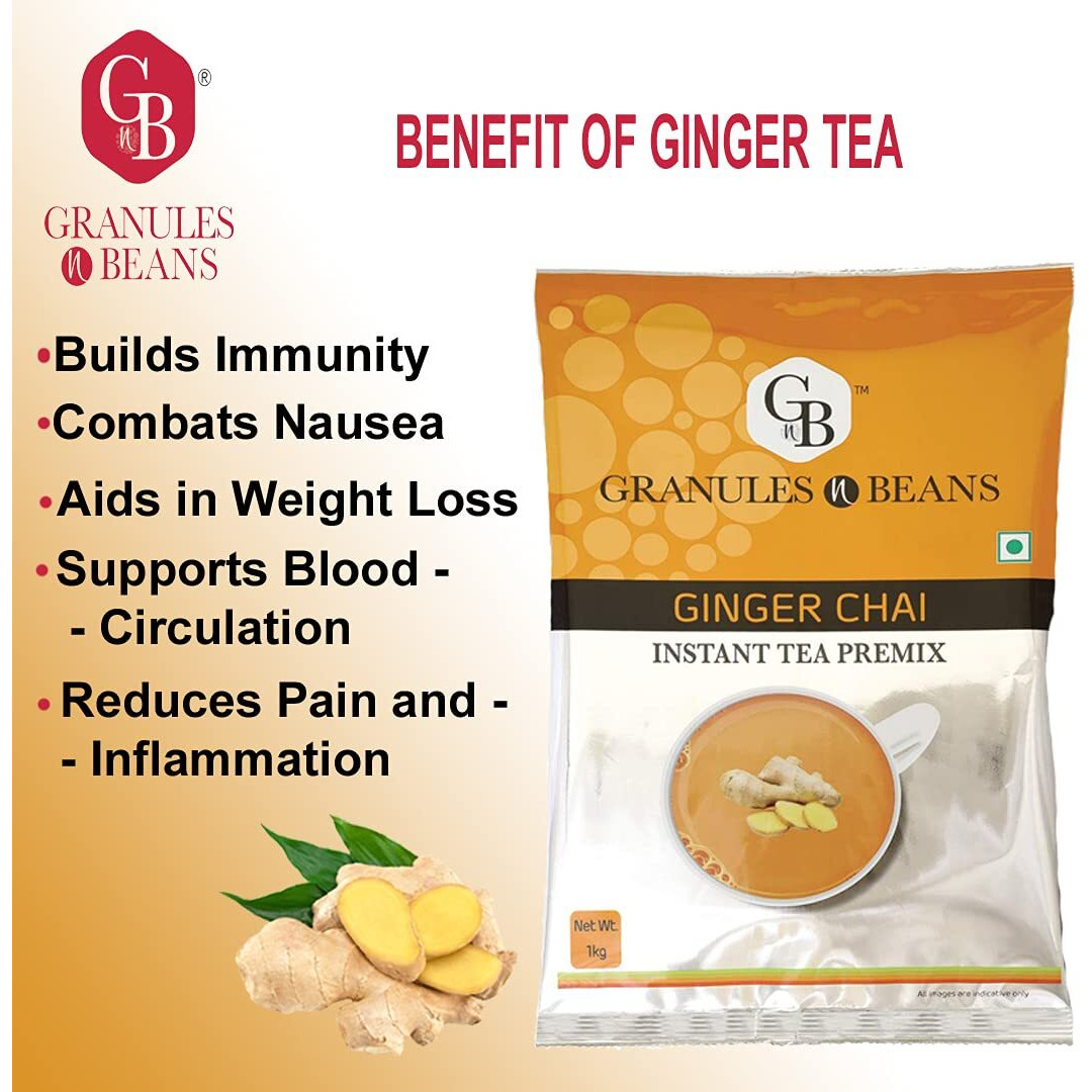 GnB GRANULES n BEANS Ginger Chai Instant Tea Premix - 1Kg