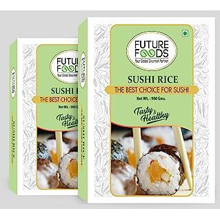 Future Foods Premium Japanese Sushi Rice | Short Grain | Healthy & Rich in Iodine | Sugar Free & Gluten Free | Cholesterol & Fat Free | Supports Digestion | Helps Boost Immune System | 900g(Pack of 2)