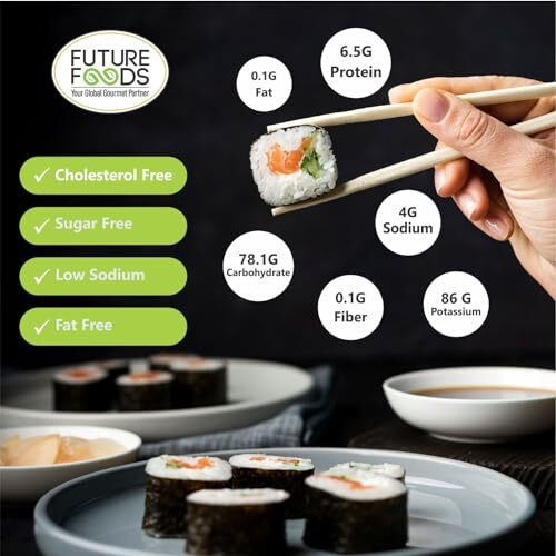 Future Foods Premium Japanese Sushi Rice | Short Grain | Healthy & Rich in Iodine | Sugar Free & Gluten Free | Cholesterol & Fat Free | Supports Digestion | Helps Boost Immune System | 900g(Pack of 2)