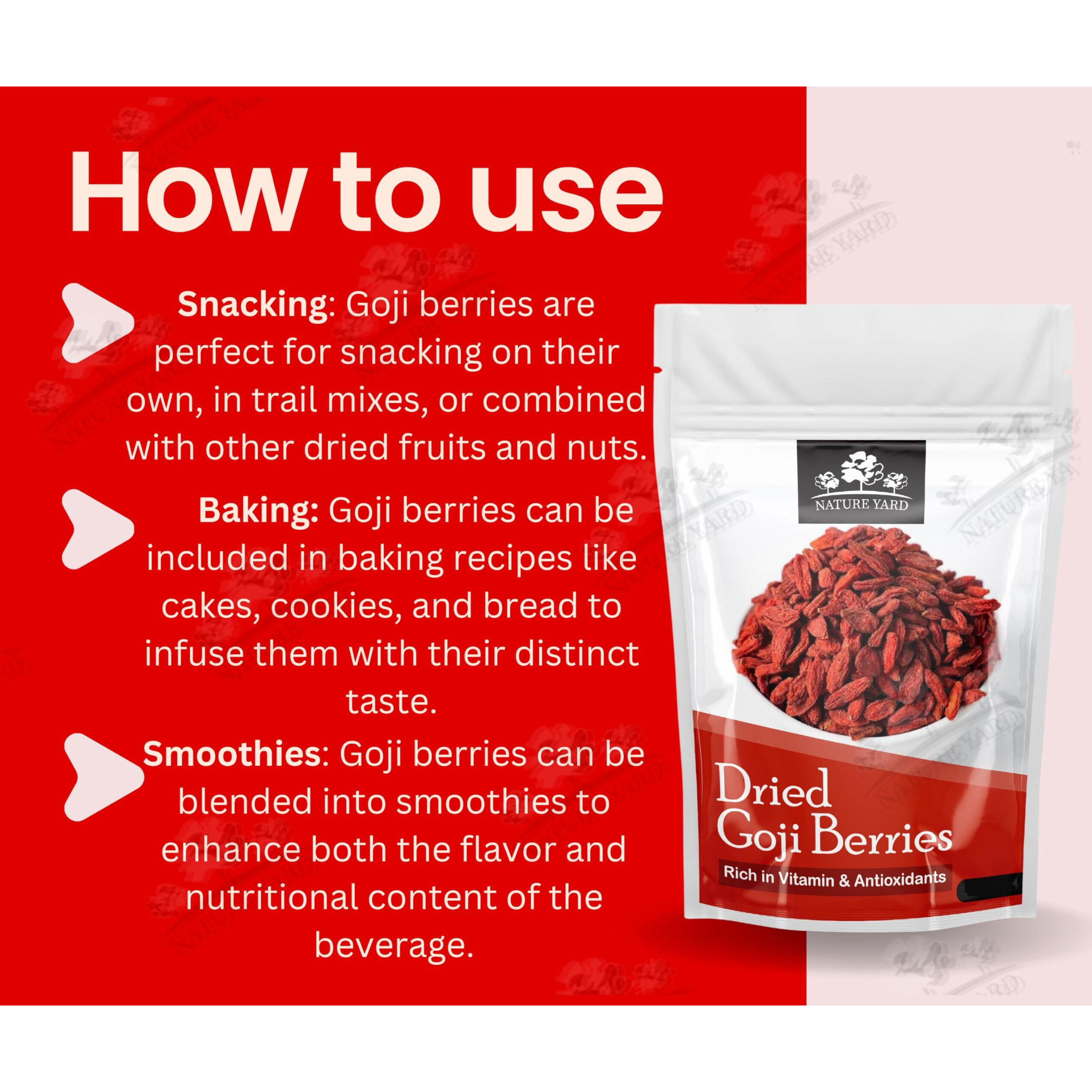 NATURE YARD Organic Goji Berry Dry Fruit (Unsweetened Dried Berries) - 250 gm - Good For Liver/ 100% Natural/Rich in Vitamin A/No Artificial Flavour