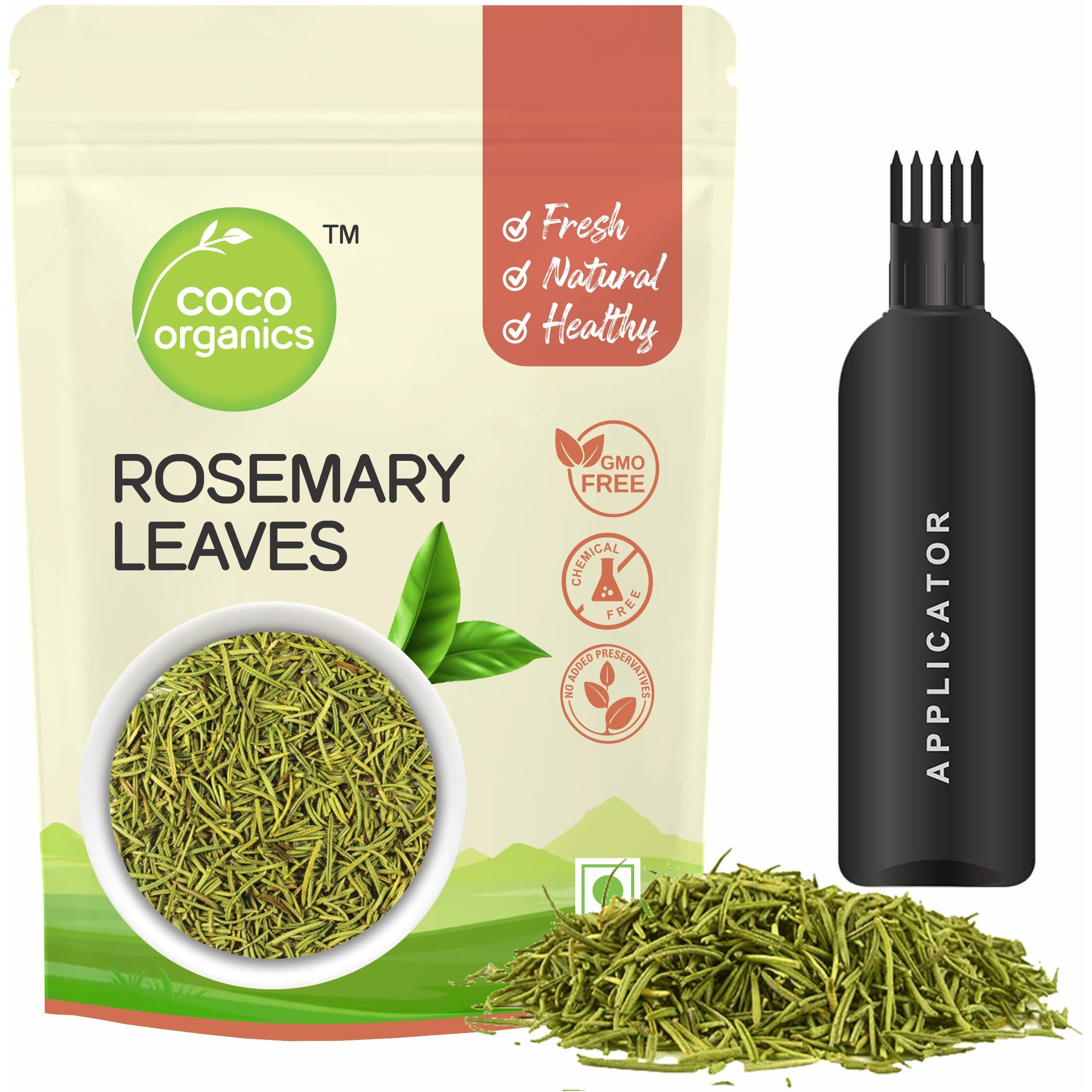 Coco Organics Rosemary Dried Leaves With Applicator - 200gm, Rosemary Leaves For Hair Growth, Food & Tea (200 gm)