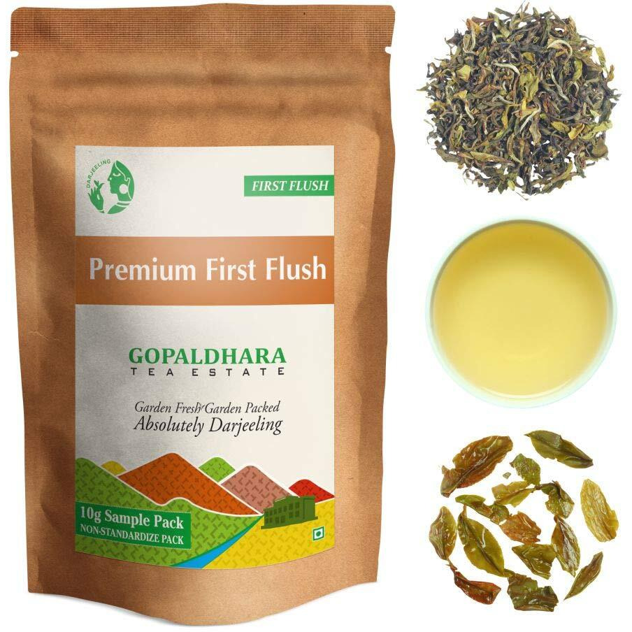 Gopaldhara Darjeeling First Flush Tea Sample Pouches - Fresh Year Tea 70gms Pack of 7 Teas From the Gopaldhara Tea Estate Highest Elevation 7000 Feet