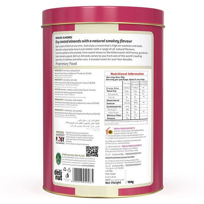 Delinut Dry Roasted Almonds | Smoked 150gm