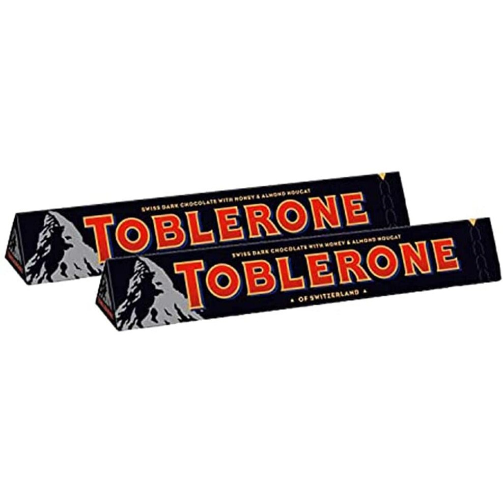 Toblerone Dark Chocolate with Honey and Almond Nougat, 2 x 100 g