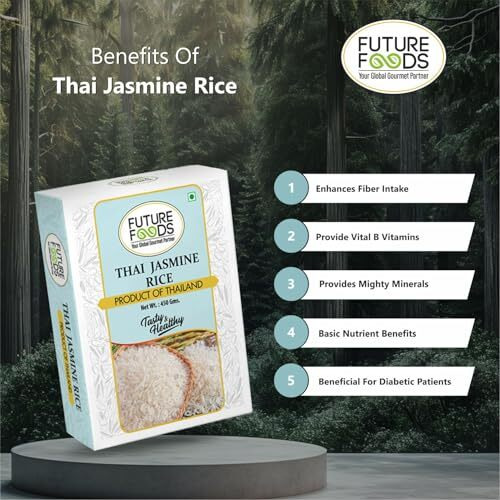 Future Foods Jasmine Rice | Thai Fragrant Rice | Packed with Phytonutrients | Enhances Fibre Intake | Beneficial for Diabetic Patients | Product of Thailand | 450g (Pack of 2)