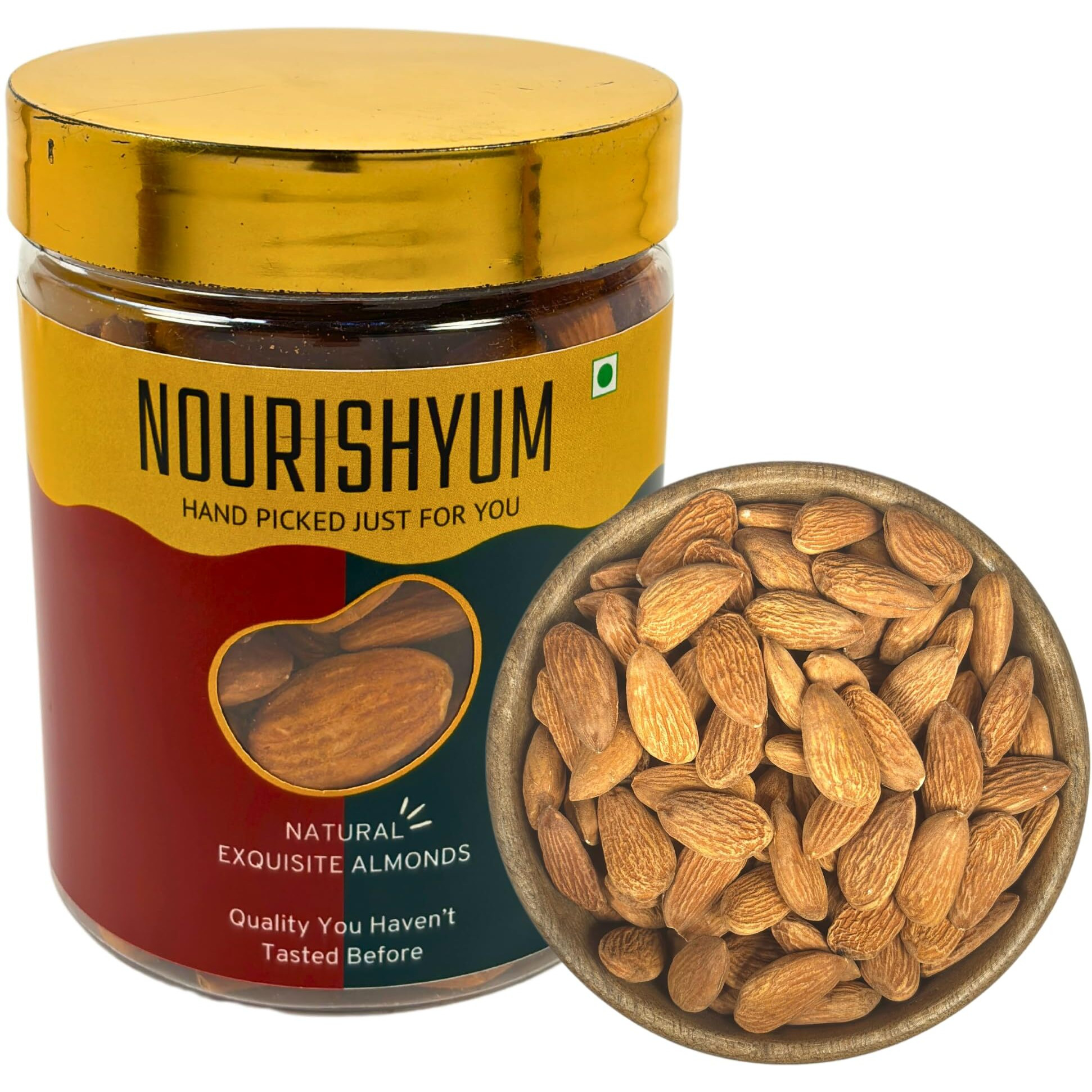 Nourishyum Premium California Almonds 250g With Reusable Jar | Badaam | 100% Natural Crunchy Badam Giri | Nuts & Dry Fruits | Healthy Snacks | Dry Fruit Gift Pack