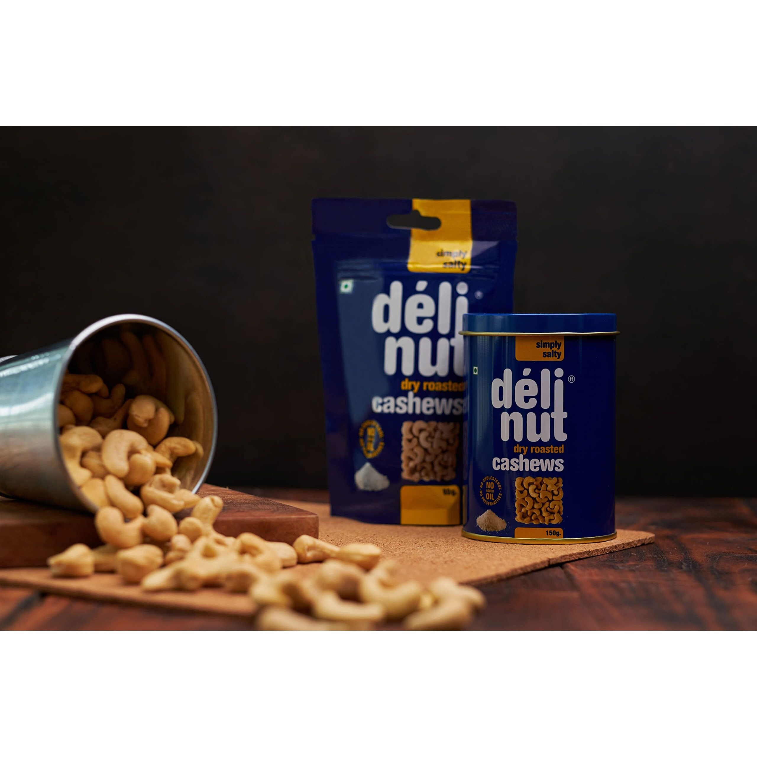Delinut Dry Roasted Cashews | Plain and Flavoured Cashews (Salted, 500 gm)