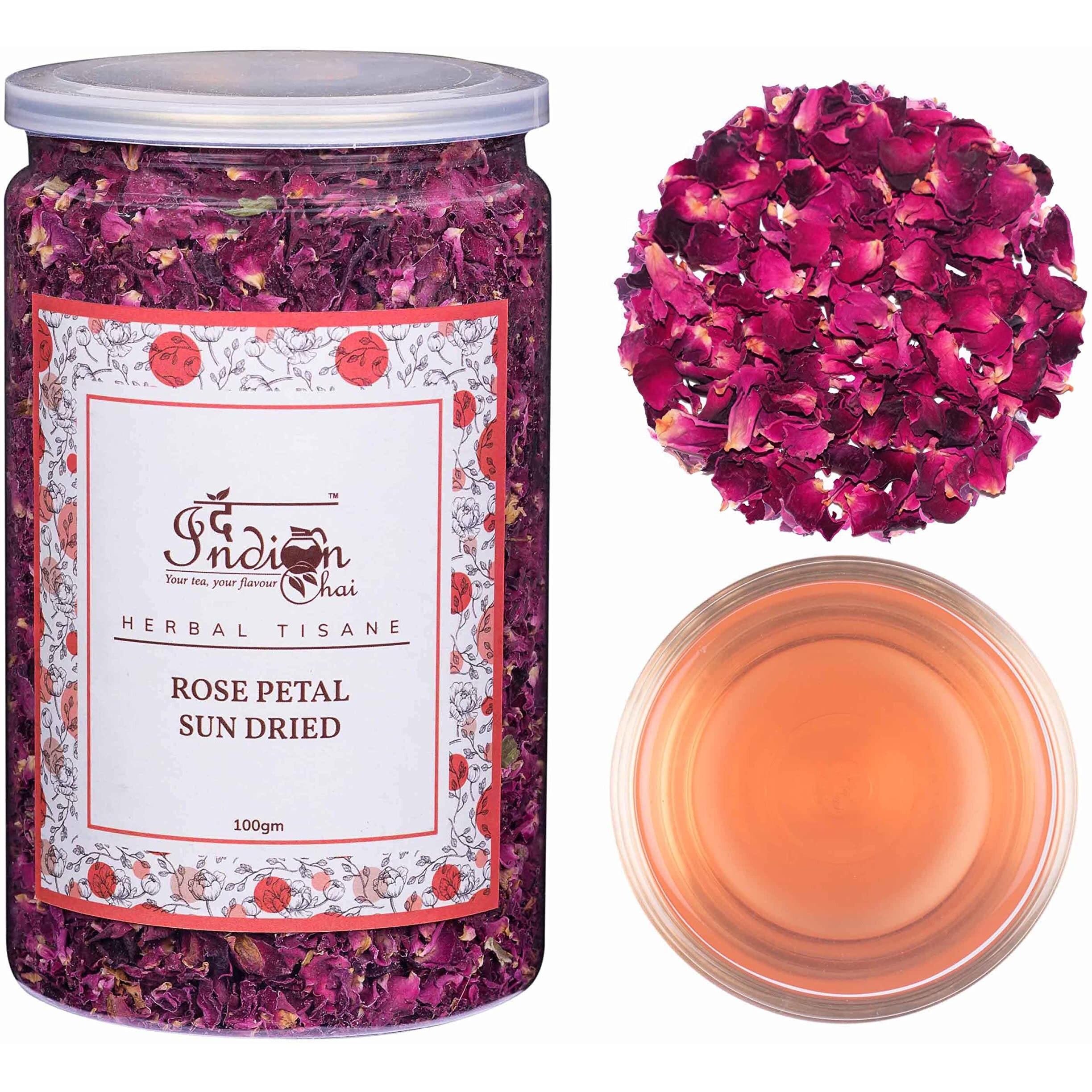 The Indian Chai Rose Petals Sun Dried - Herbal Tea - Rose Tea - For Beautiful Hair & Skin 100 Grams