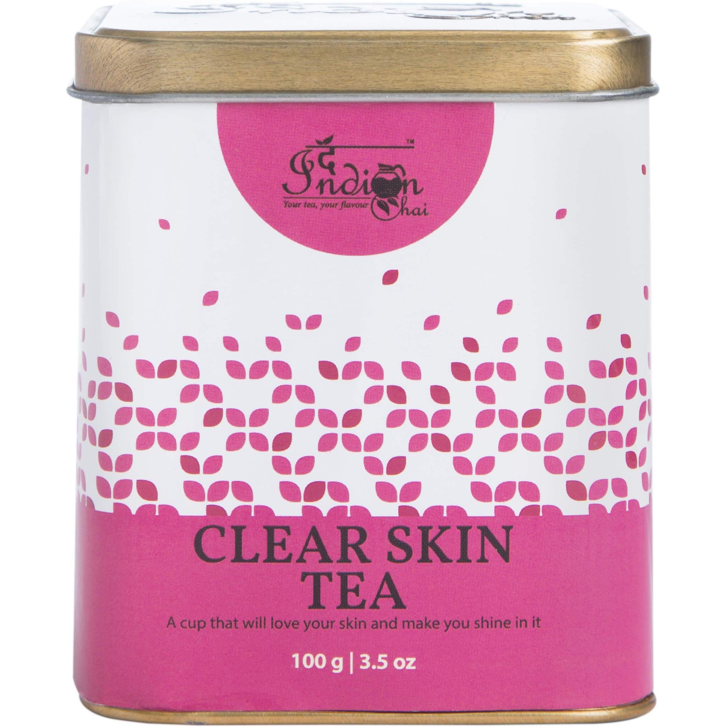 The Indian Chai - Clear Skin Tea 100g with Rose, Chamomile, Lavender Sage for Skin Glow, Natural Beauty Enhancer Herbal Tea