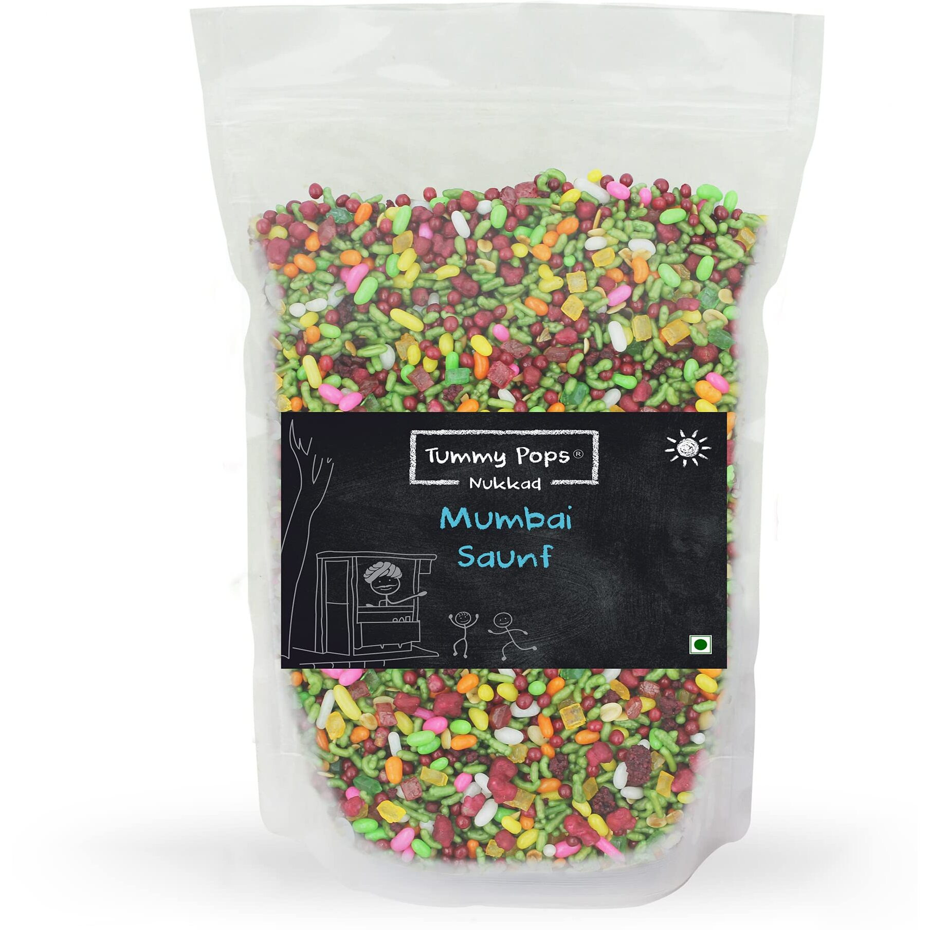 Tummy Pops | Mumbai Saunf Mix - 950gm Pouch | After Meal Digestives Mukhwas Mouth Fresheners, Handmade & Sun-Dried Sweet Fennel Seeds Saunf Mouth Fresheners | Hygienically Prepared & Packed