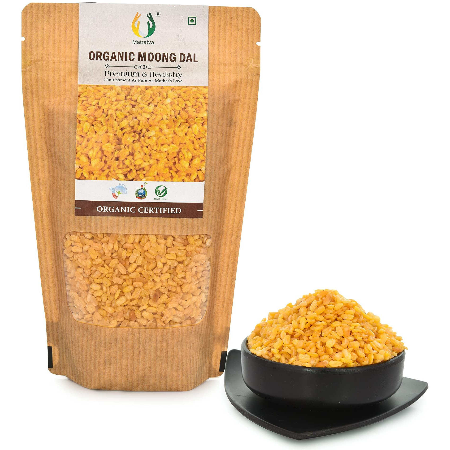 Matratva Premium Organic Salted Moong Dal Namkeen - 1 kg | Salty Moong Dal | Organic Namkeen | Fried in Cold Pressed Groundnut Oil | Healthy Indian Snacks | No Preservatives