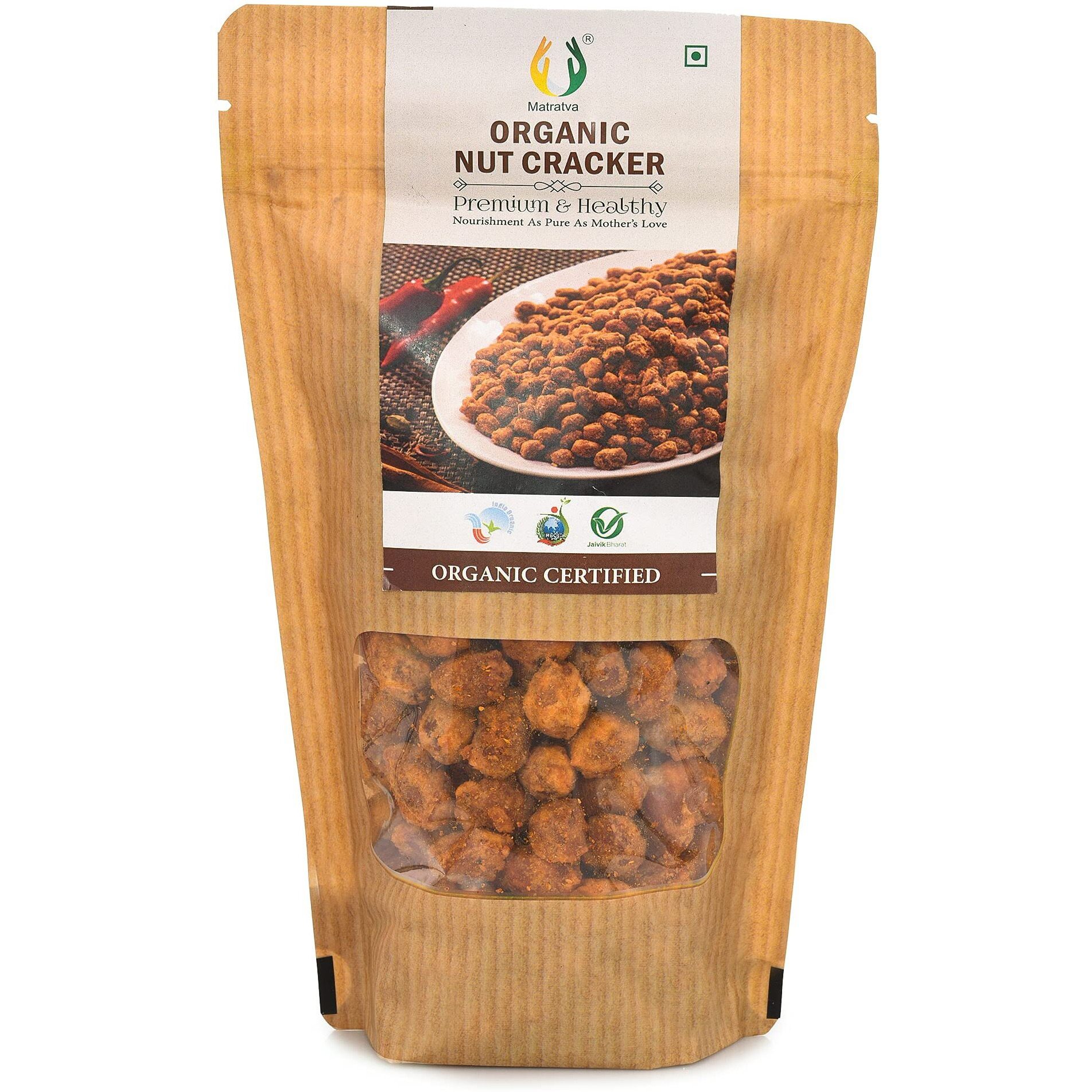 Matratva Organic Nut Crackers Namkeen 1 kg | Besan Coated Peanuts | Organic Namkeen | Crunchy & Spicy | Fried in Cold Pressed Groundnut Oil | Rich in Protein | Healthy Indian Snacks | No Preservatives