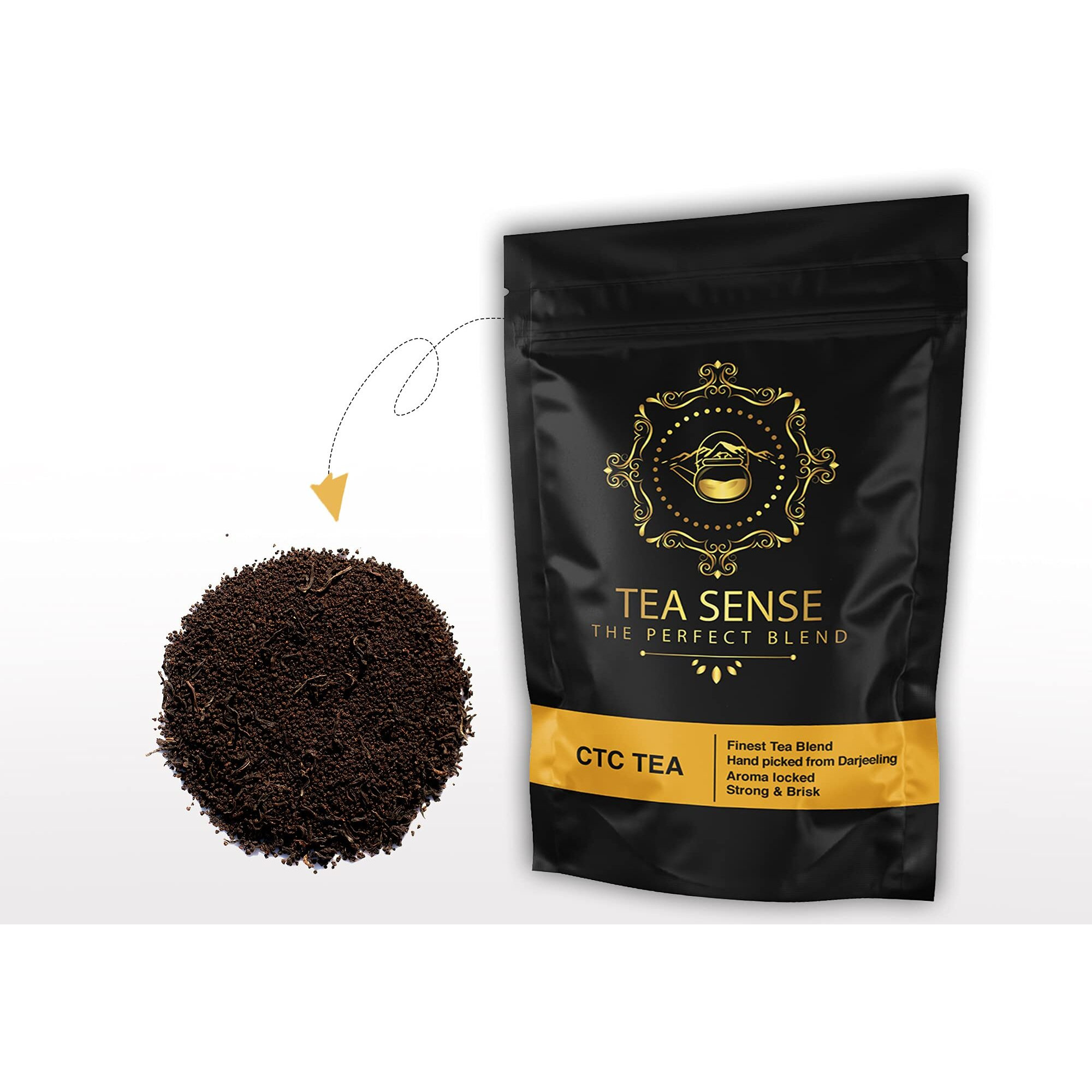 Tea Sense Premium Ctc Chai Tea | Loose Leaf | Assam With Darjeeling Whole Leaves | Rich Flavour And Strengh | 160 Cups+ | Milk Tea Powder, 500 Gm