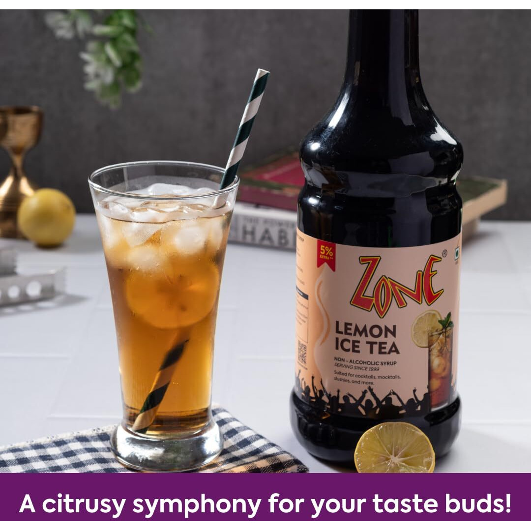 Zone Lemon Ice Tea Syrup 1050ml | Fresh Lemon Flavor for Mocktails, Cocktails, Lemonades, Iced Teas & More | 35+ Flavours
