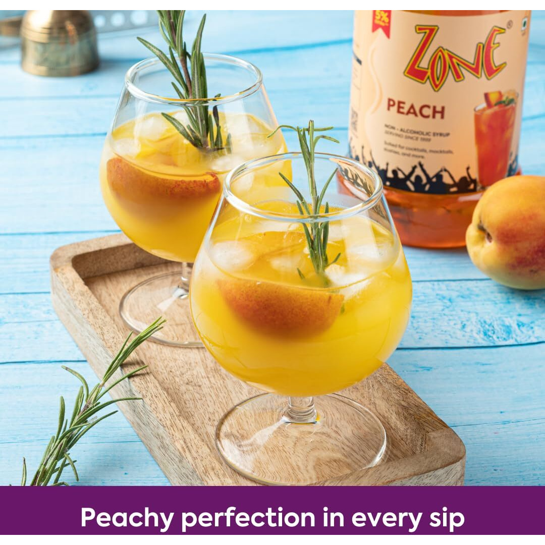 Zone Peach Syrup 1050ml | Ripe Peach Flavor for Mocktails, Cocktails, Lemonades, Iced Teas & More | 35+ Flavours