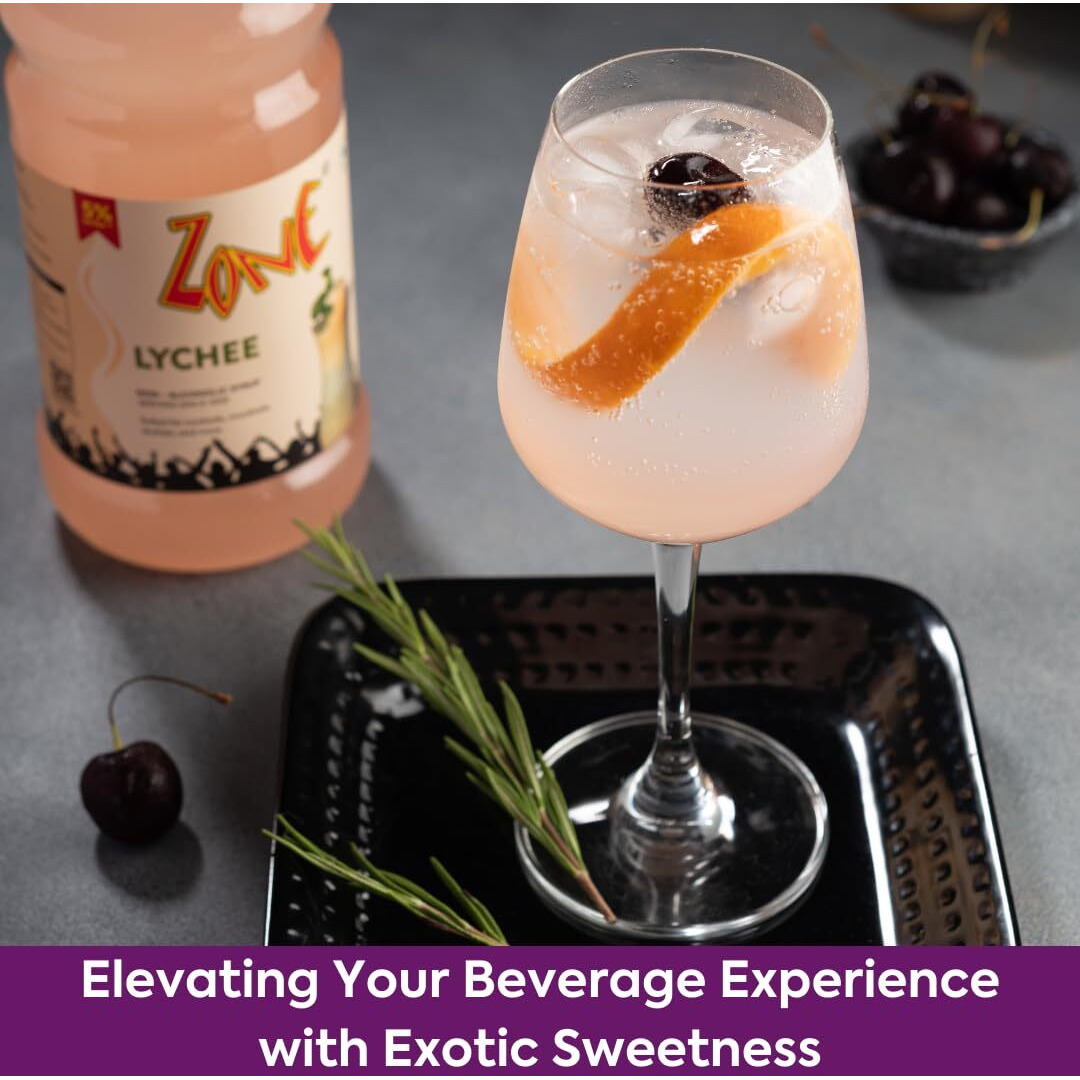 Zone Lychee Syrup 1050ml | Rich Lychee Flavor for Mocktails, Cocktails, Lemonades, Iced Teas & More | 35+ Flavours