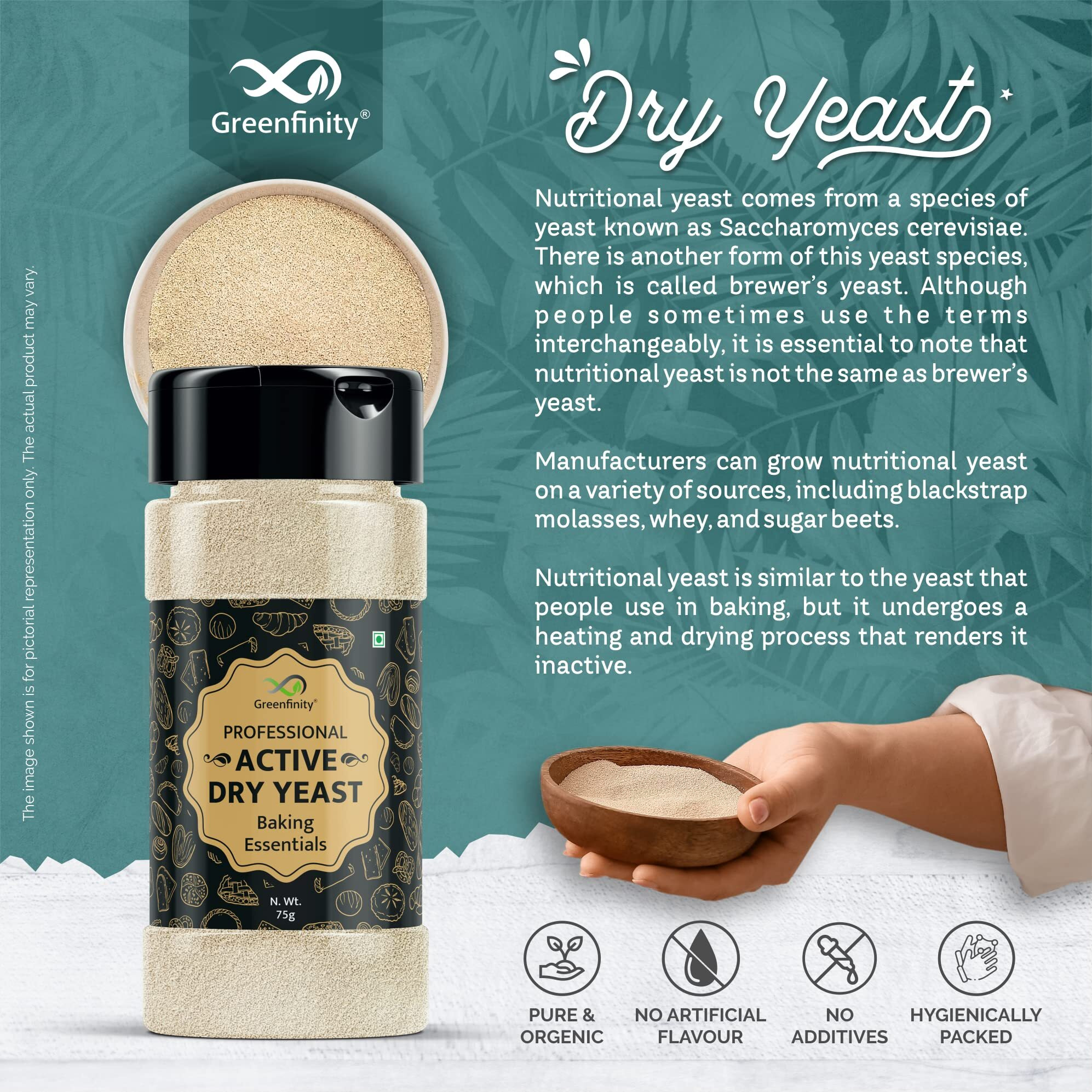 GreenFinity Instant Dry Yeast Powder 75g, for Pizza Base & Baking