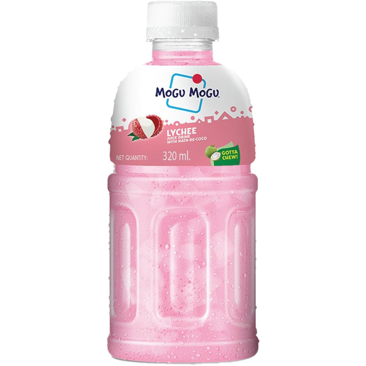 Mogu Mogu Lychee Juice with 25% NATA De Coco | Energy Booster Drink | Full of Fruit Fibres | No Added Preservatives and Colours - (Pack of 9, 320ml Each)