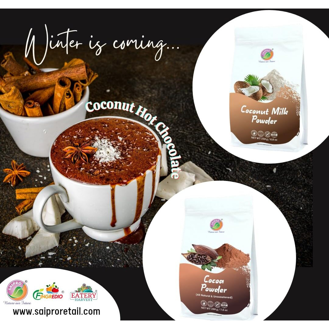 Saipros EATERY HARVEST Coconut Milk Powder, 500 gm(250 g*2 packs) Instant Coconut Milk Powder For Cooking| Gravy Thickener | Face