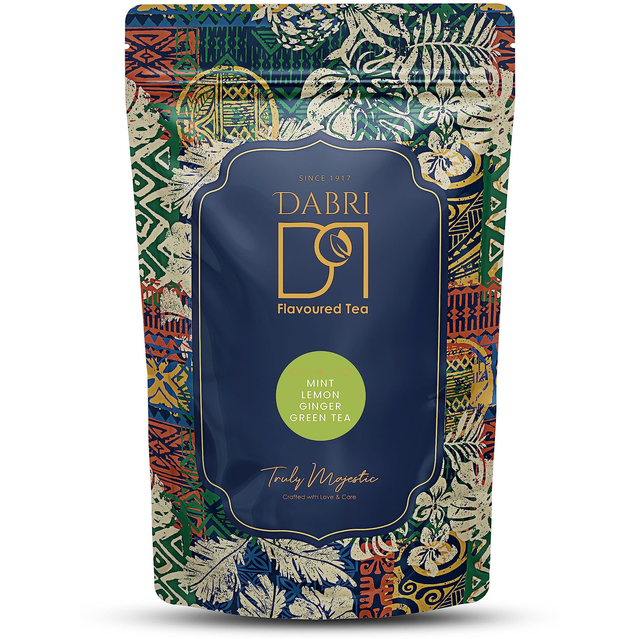 DABRI Mint Lemon Ginger Green Tea Loose Leaves For Immunity Boost With Lemon, Lemon Grass, Mint Leaves & Dry Ginger (Pouch Of 100Gm)