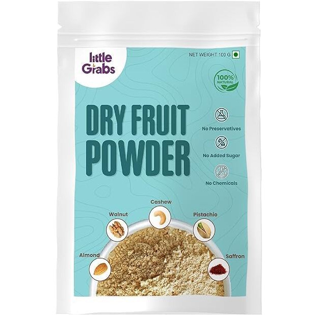 Little Grabs Mix Nuts & Dry Fruits Powder | Dry Fruit Powder for Kids with 5-Superfoods Almonds, Pista, Walnut, Cashew, Saffron | Nutrient Booster for Weight Gain with No Sugar (100Gm, Pack of 2)
