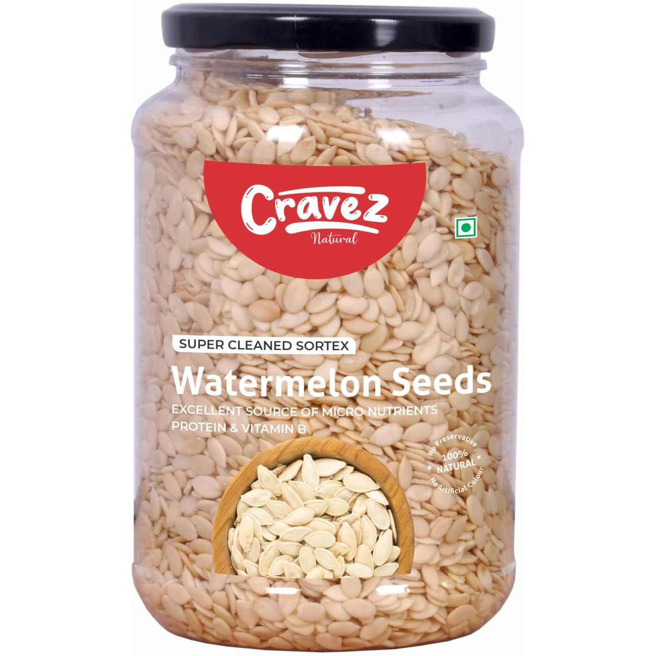 Cravez Watermelon Seeds - 250gm Magaz Seeds | Raw Watermelon Seeds for Eating | Diet Food High in Protein | Seeds for Snacking | Nutrients Rich | Source of Antioxidants