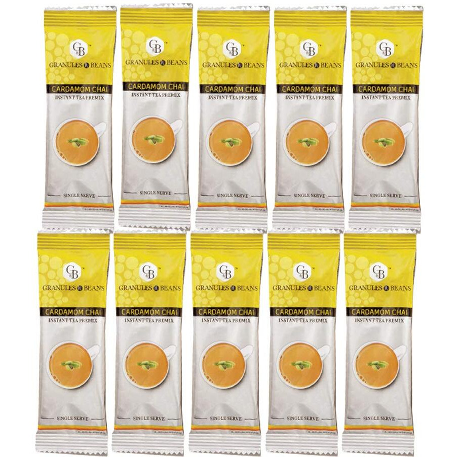 GnB GRANULES n BEANS Instant Premix Cardamom Chai Tea (50 Single Serv Sachets) - 800 Gm