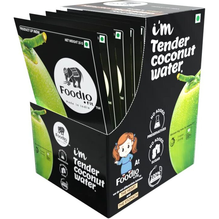 Foodio.fit Im Tender Coconut Water (2L), Coconut Water Powder Sachets, Nariyal Pani Fresh Extracted from Natural Tender Coconuts