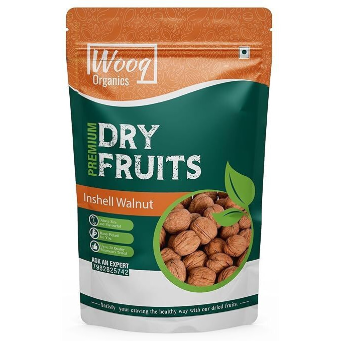 Wooq Organics In shell Fresh Paper Walnuts 200G, Dry Fruits, Regular Size