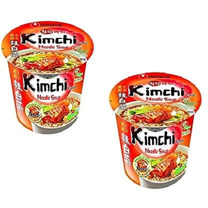 Nongshim Shin Ramyun Vegetarian Kimchi Instant Noodles Cup 75Gm*2Pack (Pack Of 2) (Imported)