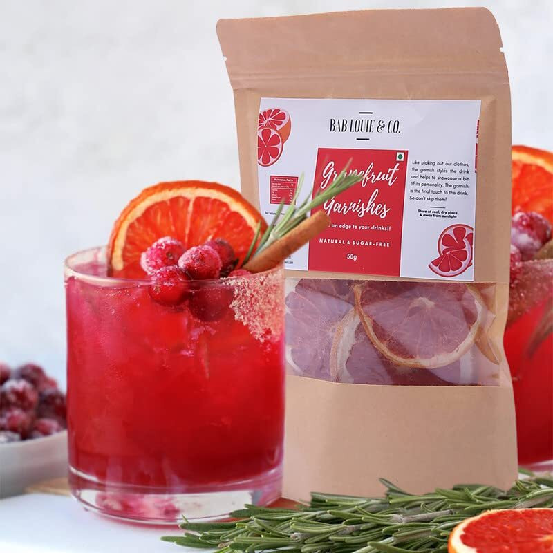 Bab Louie & Co. Grapefruit Dehydrated Fruits Garnishes For Cocktail, Mocktail, Detox Water, Green Tea, Snacks | 100% Natural | Zero Preservatives | 50 Gm (Pack Of 2)