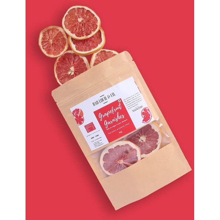 Bab Louie & Co. Grapefruit Dehydrated Fruits Garnishes For Cocktail, Mocktail, Detox Water, Green Tea, Snacks | 100% Natural | Zero Preservatives | 50 Gm (Pack Of 2)
