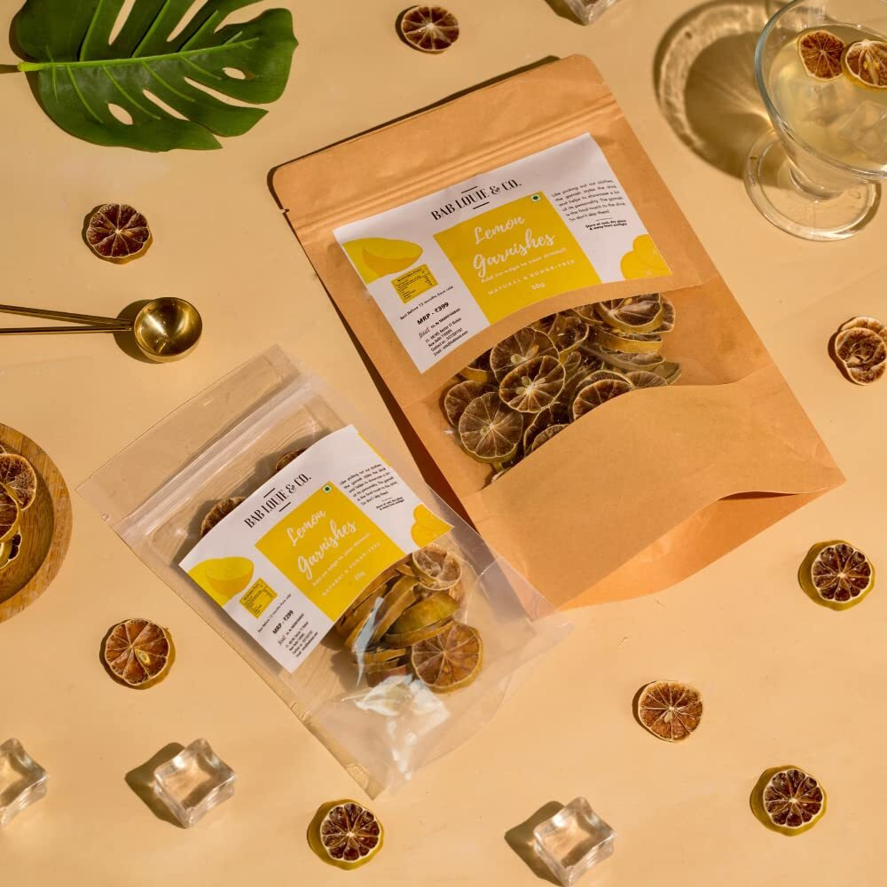 Bab Louie & Co. Lemon Dehydrated Fruits Garnishes For Cocktail, Mocktail, Detox Water, Green Tea, Snacks, 100% Natural | Zero Preservatives | 50 Gm (Lemon, Pack Of 2)