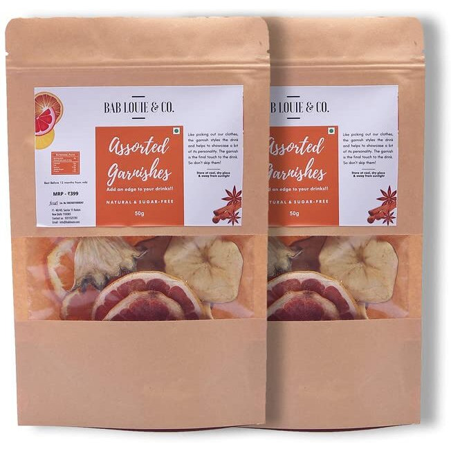 Bab Louie & Co. Assorted Dehydrated Fruits Garnishes For Cocktail, Mocktail, Detox Water, Green Tea, Snacks | Air Dried | Gluten Free | No Sugar | 100% Natural | Zero Preservatives | 50 Gm (Pack Of 2)