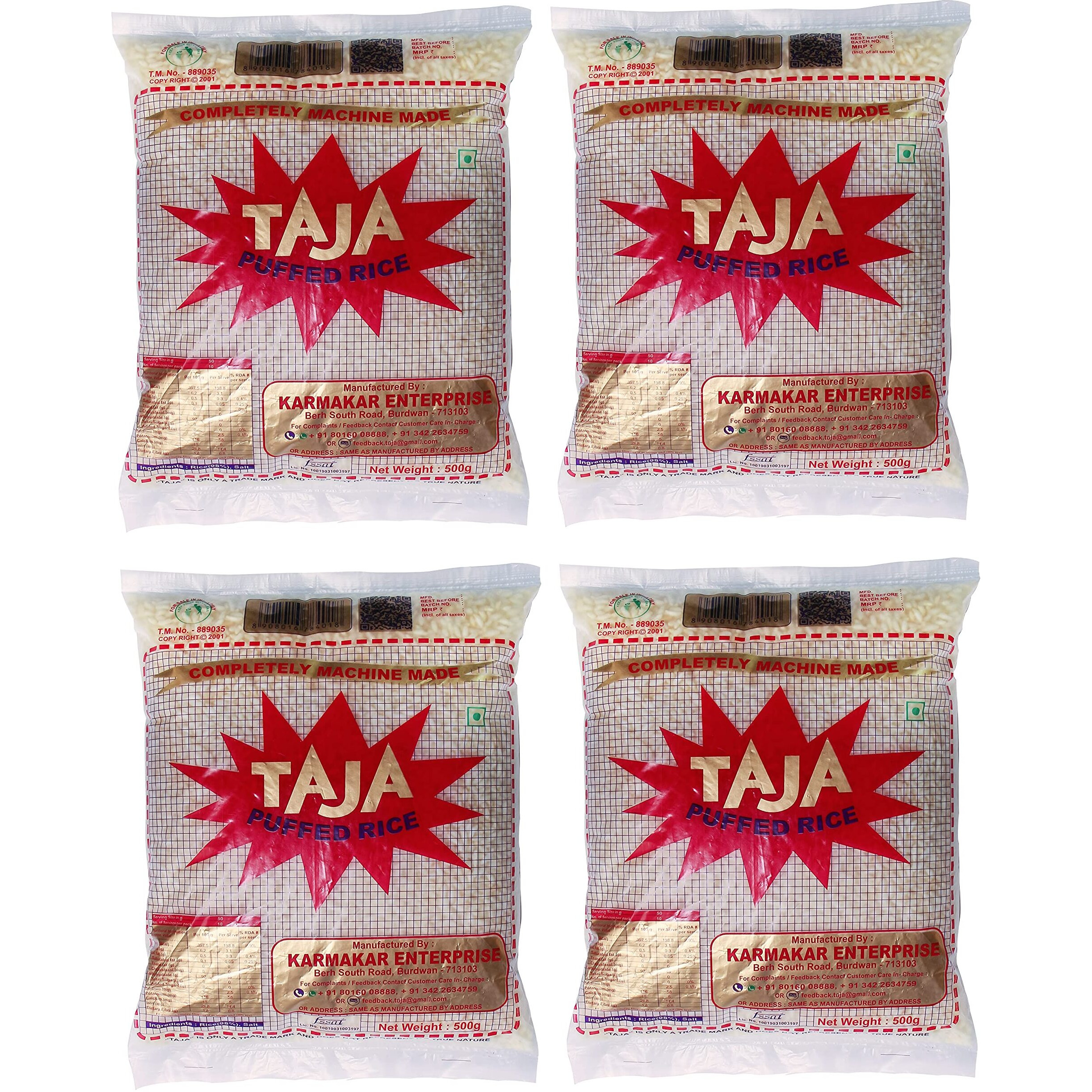 TAJA Puffed Rice 500GM, Pack of 4 (MURI/MURMURA)