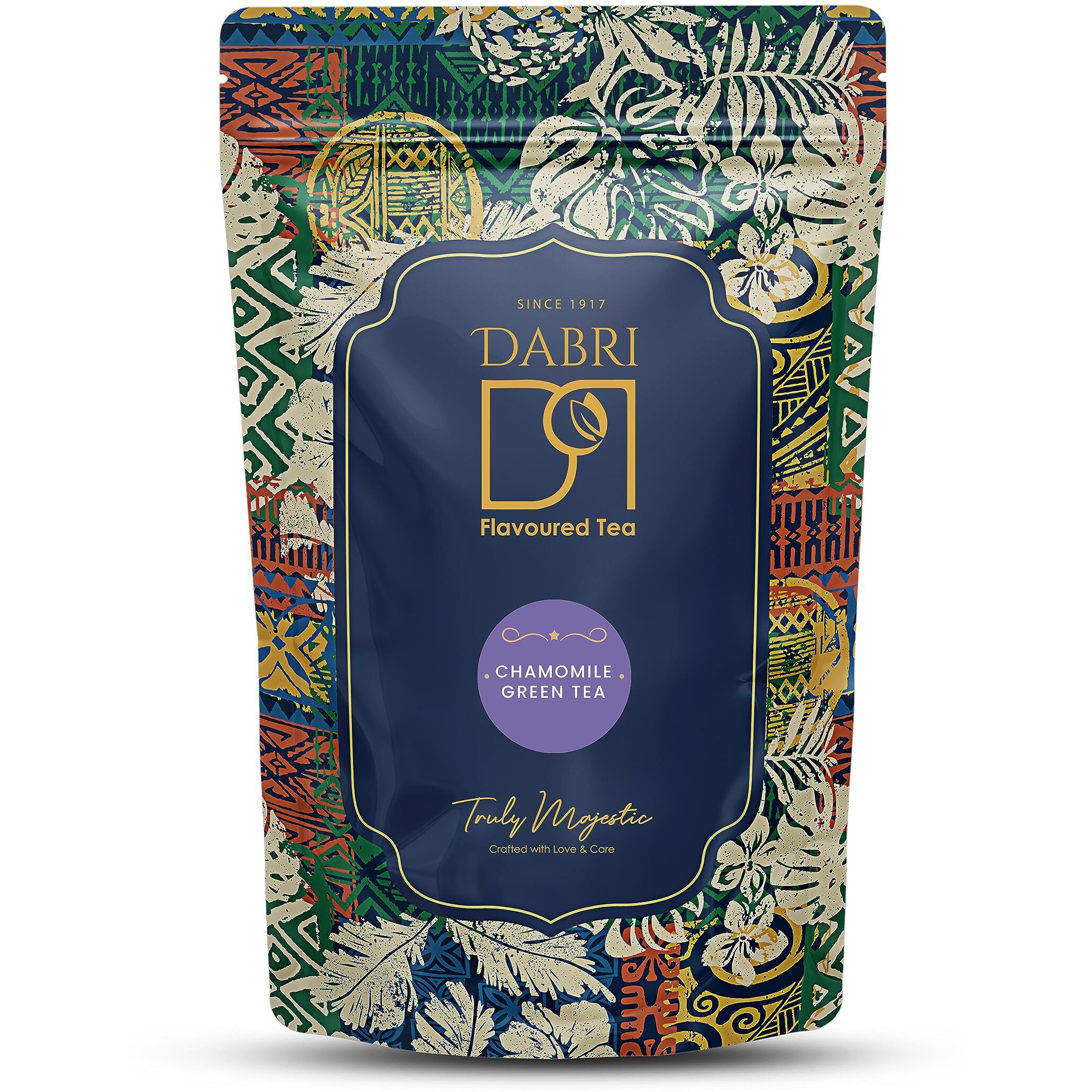 DABRI Chamomile Green Tea leaves loose for Stress Relief & Good Sleep Made with 100% Whole Leaf & Natural Chamomile Flowers | Calming Tisane - Soothing Tea | 100 Gram