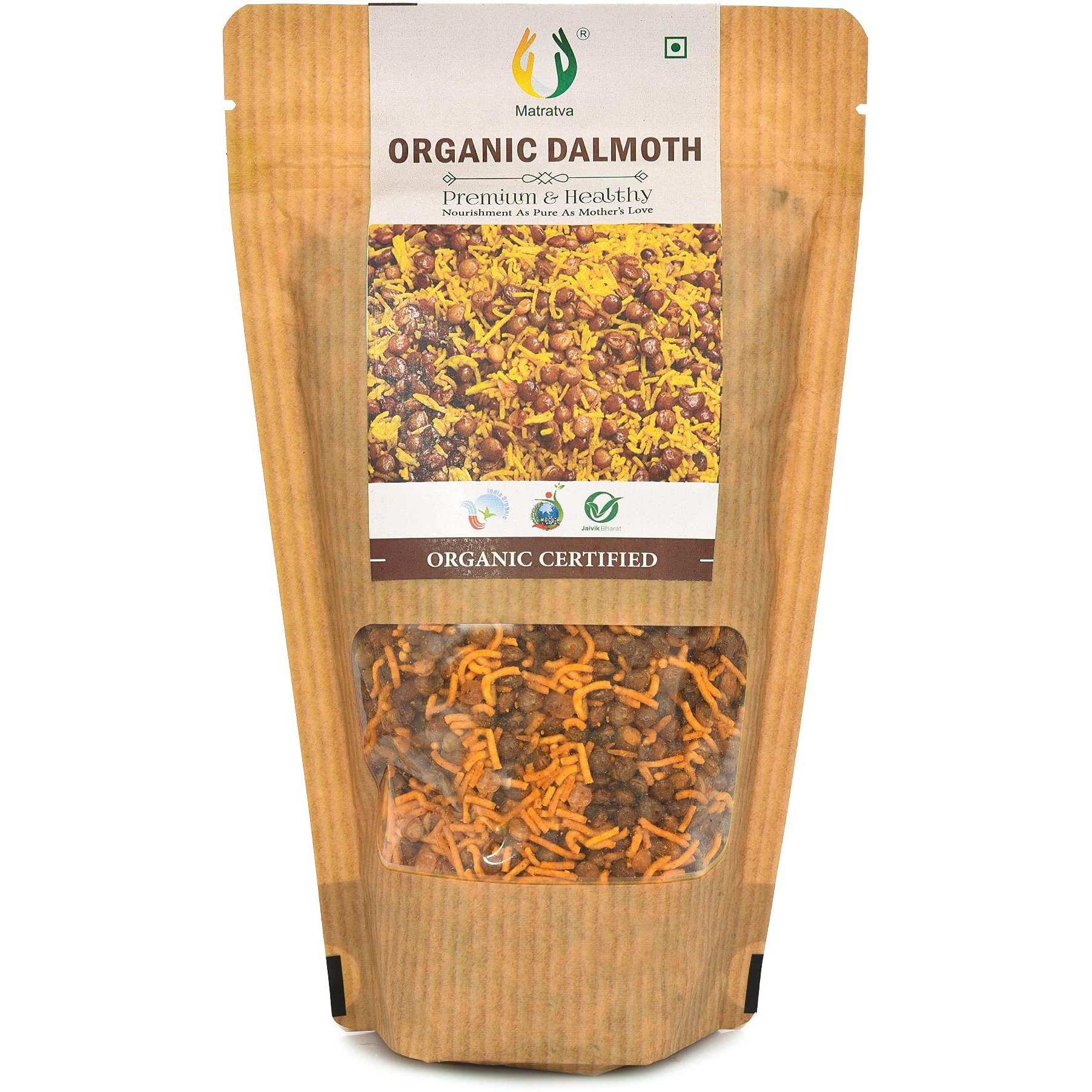 Matratva Organic Dal Moth Namkeen  500 gm | Crunchy & Spicy | Organic Namkeen | Healthy Indian Snacks | Crispy & Fresh Snack | No Preservatives