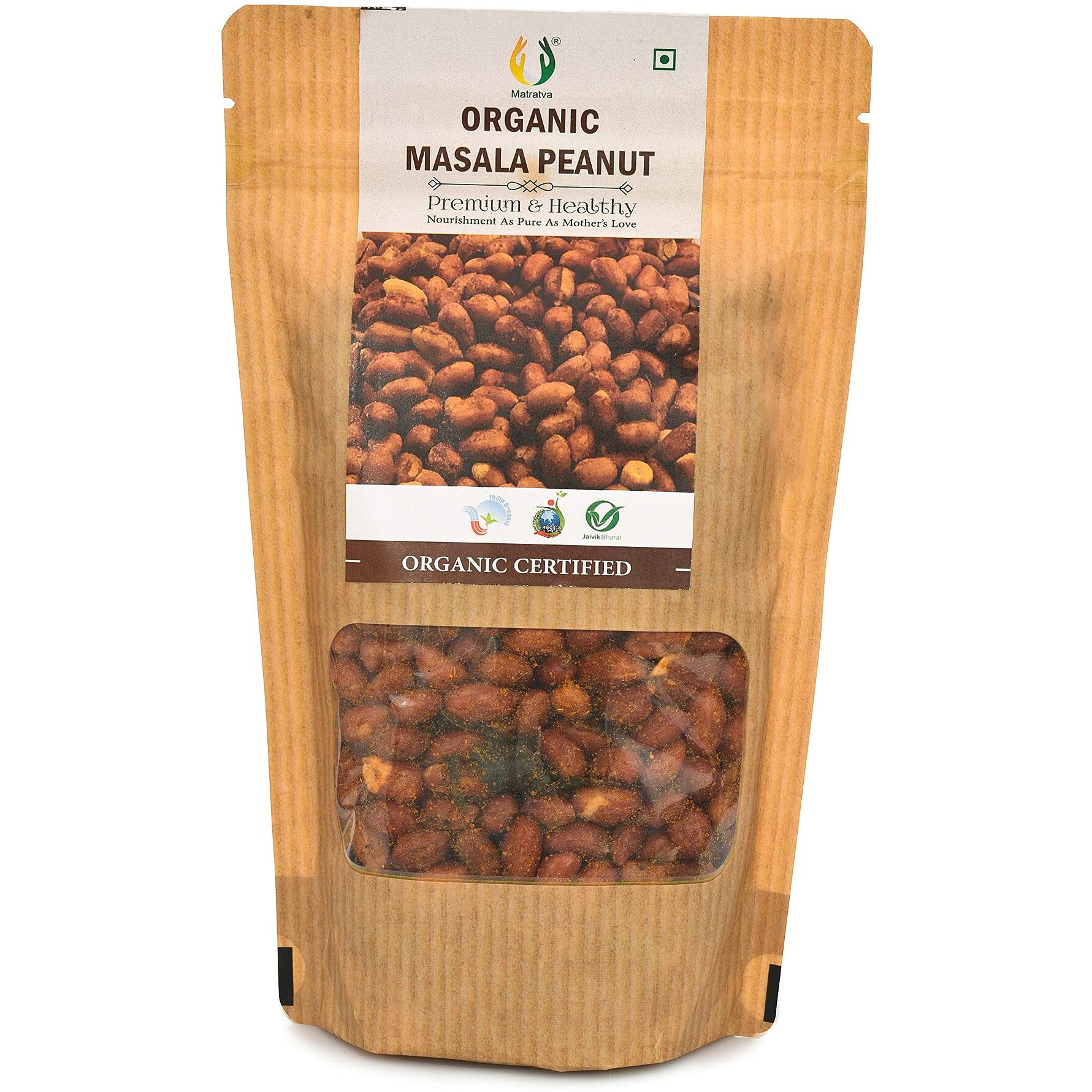Matratva Organic Masala Peanut Namkeen 500 gm | Organic Namkeen | Rich in Protein | Crunchy & Spicy | Fried in Cold Pressed Groundnut Oil | Healthy Indian Snacks | No Preservatives