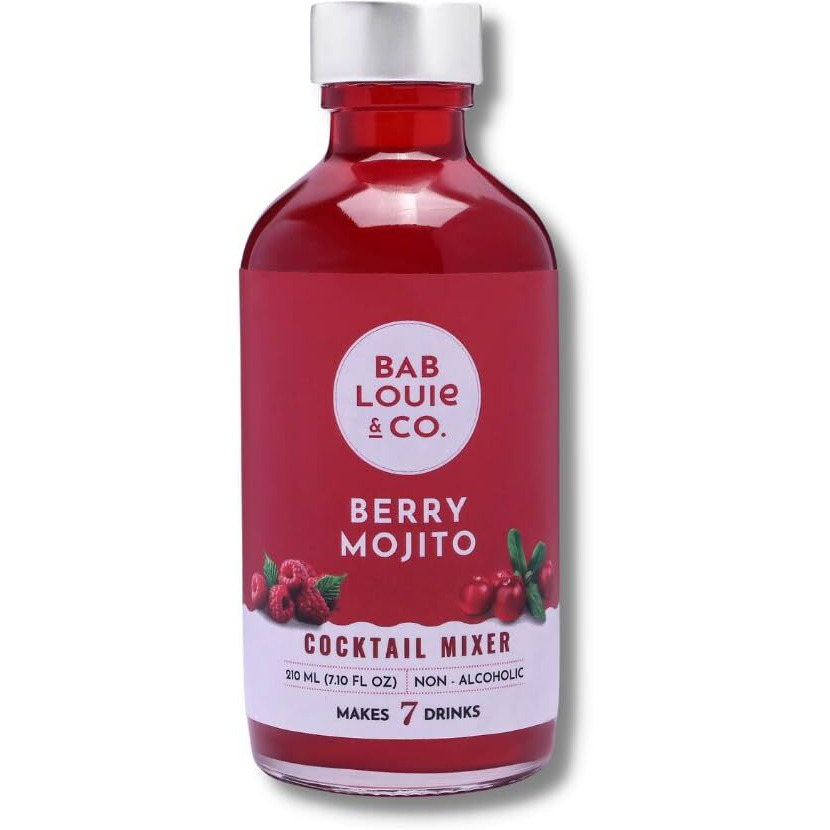 Bab Louie & Co. Assorted Garnishes with Berry Mojito Cocktail Mixer for Vodka, Gin, Champagne, Makes 7 Drinks, Combo Pack of 2 (50g Garnish & 210 ML Mixer)